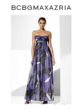 BCBGMaxAzria Strapless Silk Chiffon Gown